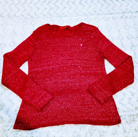 Narciso Rodriguez Sweaters - 🐱 5/$28 NARCISO RODRIGUEZ Design Nation Red Pink Shimmer Knit L/S Sweater S